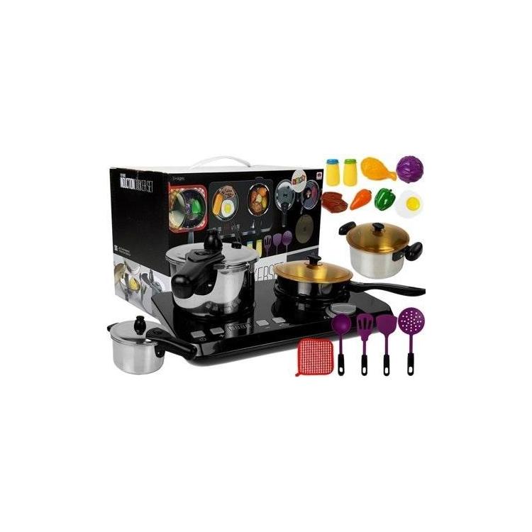 Zestaw kuchenny ze stali nierdzewnej płyta indukc.