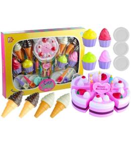 Duży zestaw urodzinowy z tortem i akcesoriami 32el