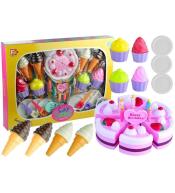 Duży zestaw urodzinowy z tortem i akcesoriami 32el