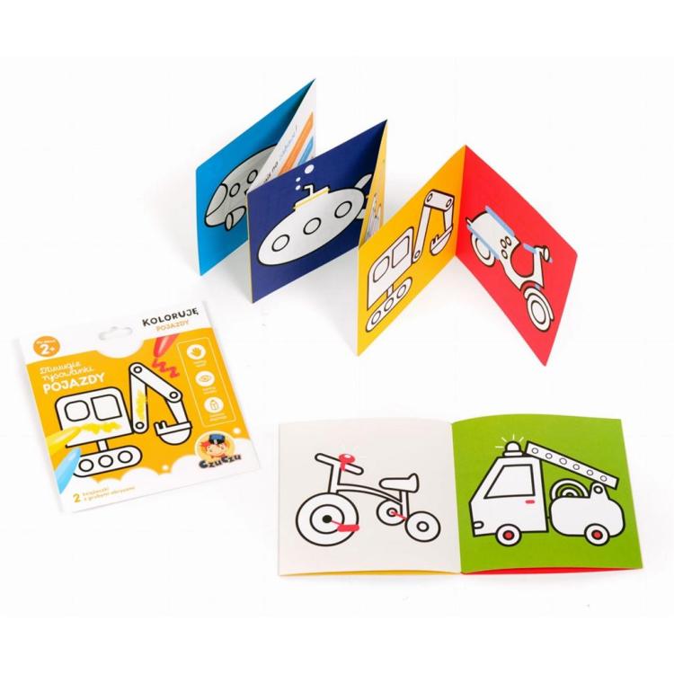 Długie rysowanki 2+ Koloruję. Pojazdy
