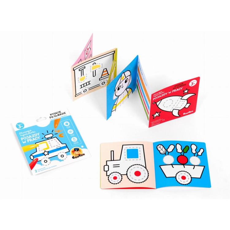 Długie rysowanki 3+ Rysuję po śladzie. Pojazdy