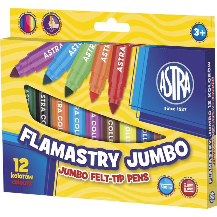 Flamastry Jumbo 12 kolorów ASTRA
