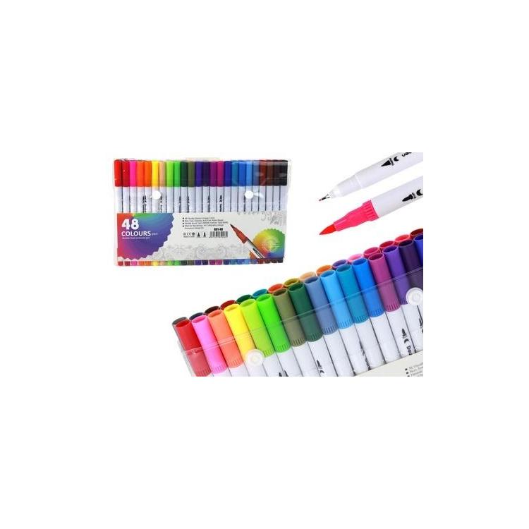 Pisaki dwustronne w organizerze 48szt