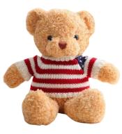 Miś w koszulce w paski pluszowy kremowy 32cm