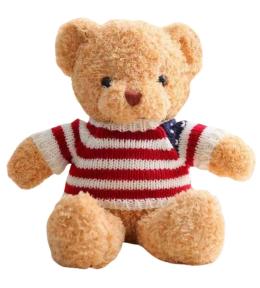 Miś w koszulce w paski pluszowy kremowy 32cm