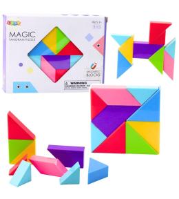 Klocki magnetyczne Tangram z naklejkami 9el