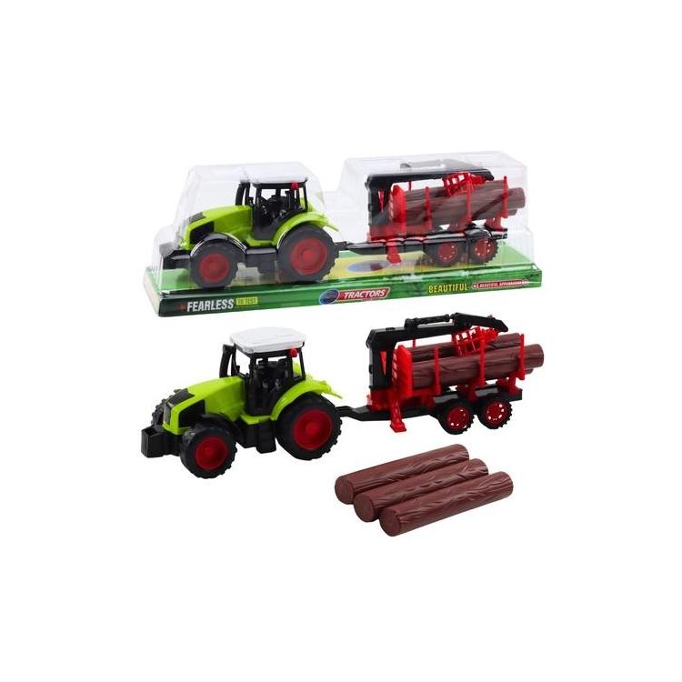 Traktor rolniczy z przyczepą do transportu drewna