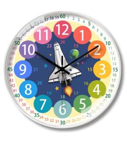 Zegar ścienny dziecięcy z rakietą