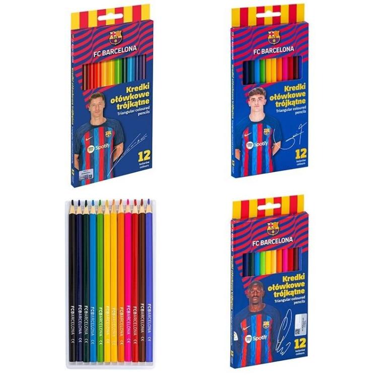 Kredki ołówkowe trójkątne FC Barcelona 12kol mix