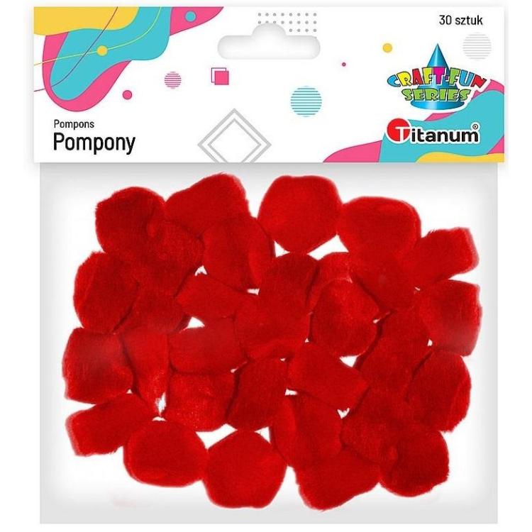 Pompony akrylowe 25mm czerwone 30szt.