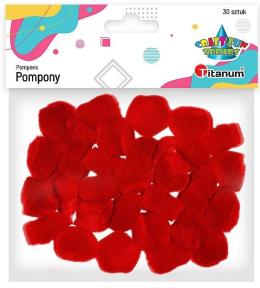 Pompony akrylowe 25mm czerwone 30szt.