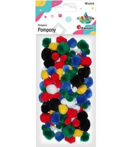 Pompony akrylowe mix rozmiarów i kolorów 68szt