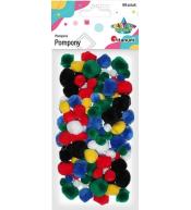 Pompony akrylowe mix rozmiarów i kolorów 68szt