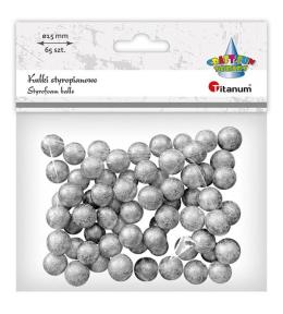 Kulki styropianowe 15mm 65szt srebrne