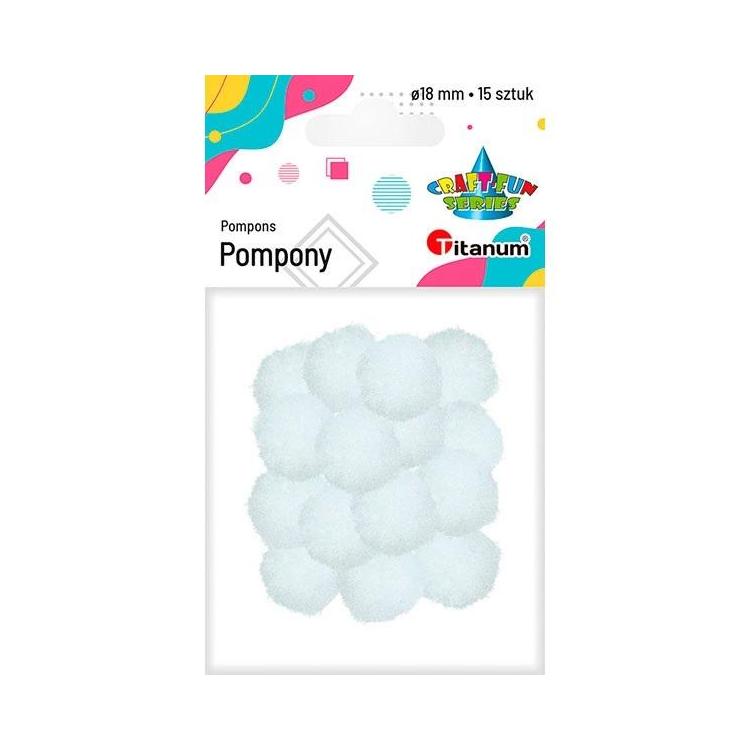 Pompony poliestrowe 18mm białe 15szt