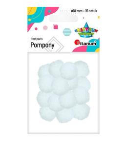 Pompony poliestrowe 18mm białe 15szt