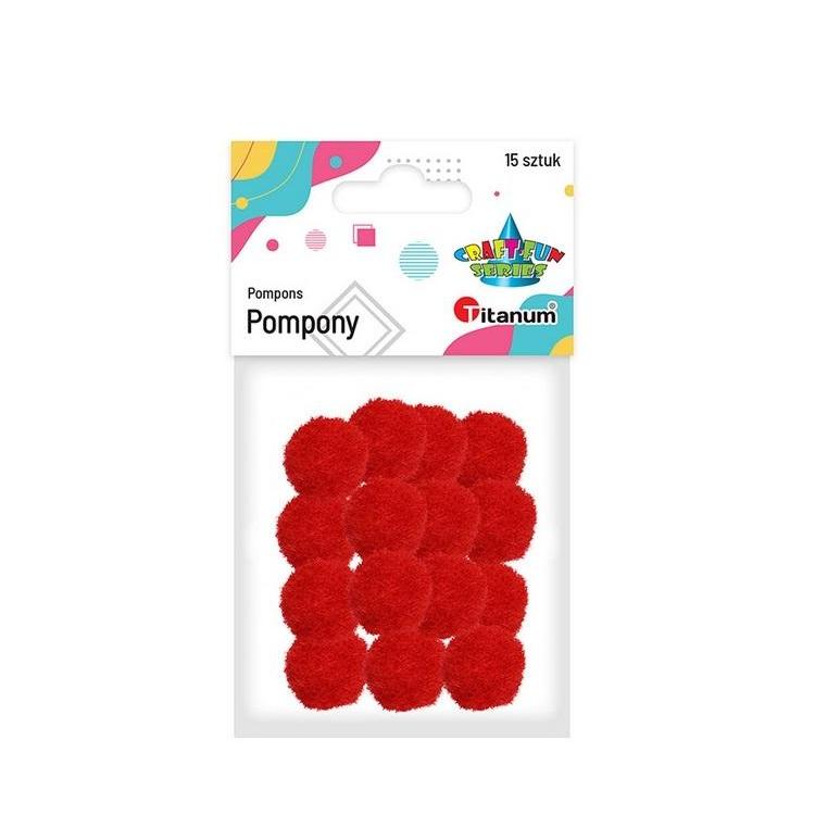 Pompony poliestrowe 18mm czerwone 15szt