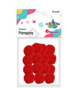 Pompony poliestrowe 18mm czerwone 15szt