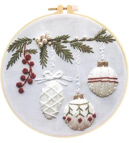 Zestaw do haftowania gałązka jodły z bombkami