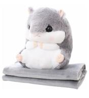 Ogrzewacz do rąk pluszowy chomik szary 100x90cm