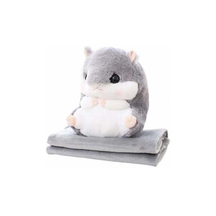 Ogrzewacz do rąk pluszowy chomik szary 100x90cm