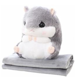 Ogrzewacz do rąk pluszowy chomik szary 100x90cm