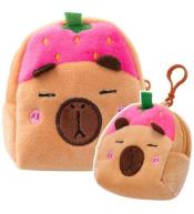 Portfelik pluszowy z brelokiem Kapibara truskawka