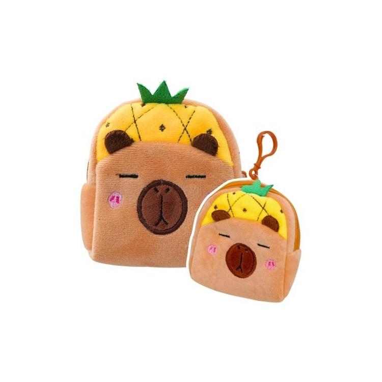 Portfelik pluszowy z brelokiem Kapibara ananas