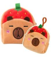 Portfelik pluszowy z brelokiem Kapibara truskawka