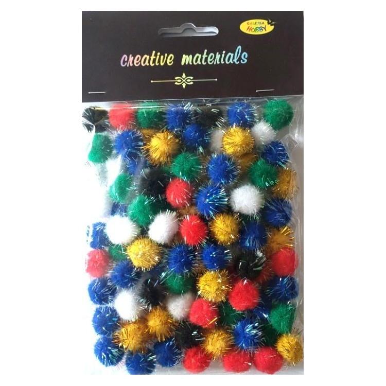 Pompony glitter 15mm 100szt