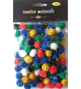Pompony glitter 15mm 100szt