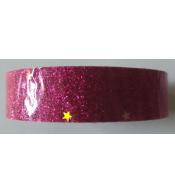 Taśma brokatowa z gwiazdkami różowa 18mmx2m