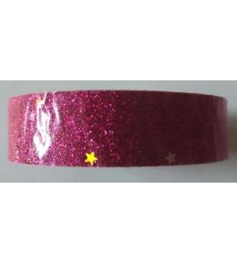 Taśma brokatowa z gwiazdkami różowa 18mmx2m