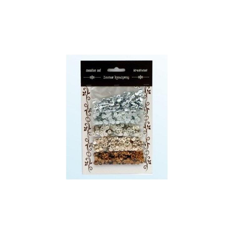 Zestaw cekiny srebrno brązowe 6mm 30g