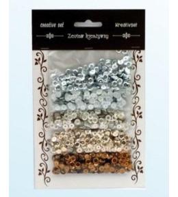 Zestaw cekiny srebrno brązowe 6mm 30g