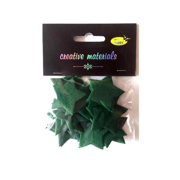 Gwiazdy z filcu zielone 4cm 24szt