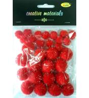 Pompony glitter czerwone 15x25mm 30szt