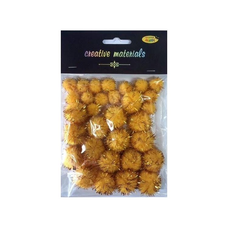 Pompony glitter złote 15x25mm 30szt