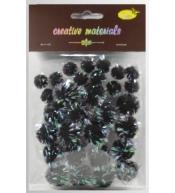 Pompony glitter czarne 15x25mm 30szt