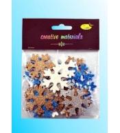 Śnieżynki z pianki brokatowej kolorowe 30szt