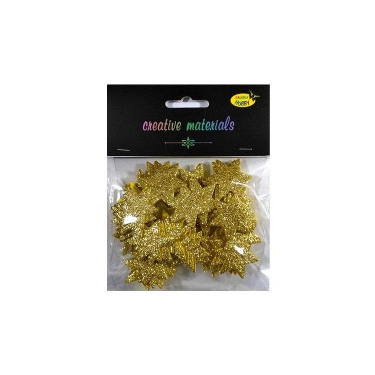 Gwiazdki z pianki brokatowej złote ok 50szt