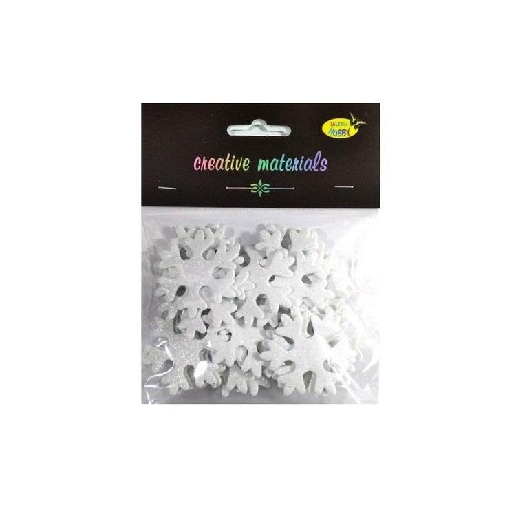 Śnieżynki z pianki brokatowej białe ok 30szt