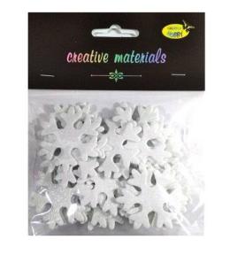 Śnieżynki z pianki brokatowej białe ok 30szt