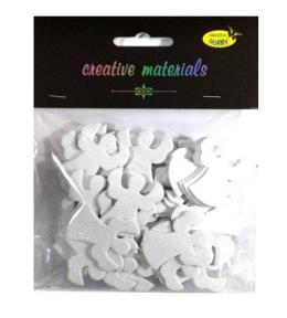Anioły z pianki brokatowej białe ok 50szt