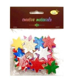 Gwiazdki z pianki brokatowej kolorowe ok 60szt