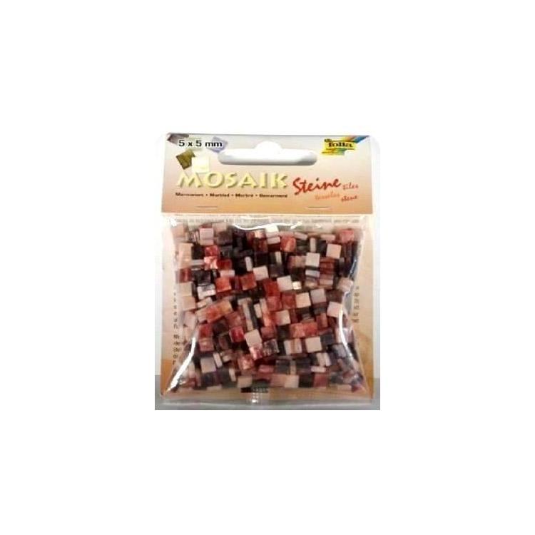 Mozaika kamyczki marmurkowe 5x5mm czerwona