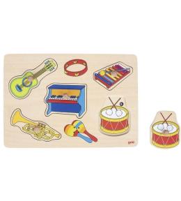 Dźwiękowa układanka z uchwytami instrumenty muz.
