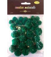 Pompony glitter zielone 15x25mm 30szt