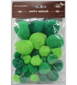 Pompony tonacyjne zielone 15-40mm 30szt