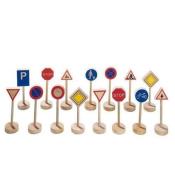 Drewniane znaki drogowe zestaw do zabawy